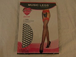 New Music Legs Hosiery Black Red Plus Size 7995Q Suspender Pantyhose 100% Nylon - £13.26 GBP