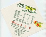 Subway Eat Fresh Napkin Fat Cholesterol Calories - £14.01 GBP