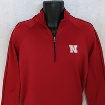 Adidas Nebraska Cornhuskers Pullover Sweatshirt Large Red Climalite 1/4 Zip Golf - $24.95