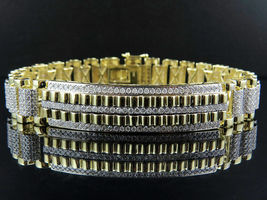  8Ct Round Brilliant Cut Diamond Mens Hip Hop Bracelet 14K Solid Gold Finish - £227.34 GBP