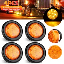 4X Amber 2&quot; Inch 7Led Round Truck Trailer Side Marker Clearance Light W/... - £21.62 GBP