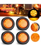 4X Amber 2&quot; Inch 7Led Round Truck Trailer Side Marker Clearance Light W/... - £21.62 GBP
