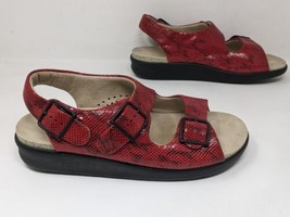 SAS Relaxed Sandals Women&#39;s Size 9 M Red Faux Snake Print Leather Tripad... - £31.37 GBP