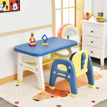 Kids Dinosaur Table &amp; Chair Set Activity Study Desk W/ Building Blocks - £118.73 GBP