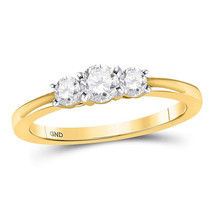 Authenticity Guarantee 
14kt Yellow Gold Round Diamond 3-stone Bridal Wedding... - £711.54 GBP
