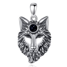 Wolf Head Pendant Necklace Punk Vintage Women Men Metal Animal Jewelry plated si - £11.78 GBP