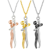 Stainless Steel Necklace + Couples/Lovers Hugging Pendant - FAST SHIPPING! - £12.82 GBP