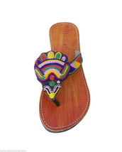 Women Slippers Indian Handmade Leather Designer Camel Flats Slip On US 8  - £36.07 GBP