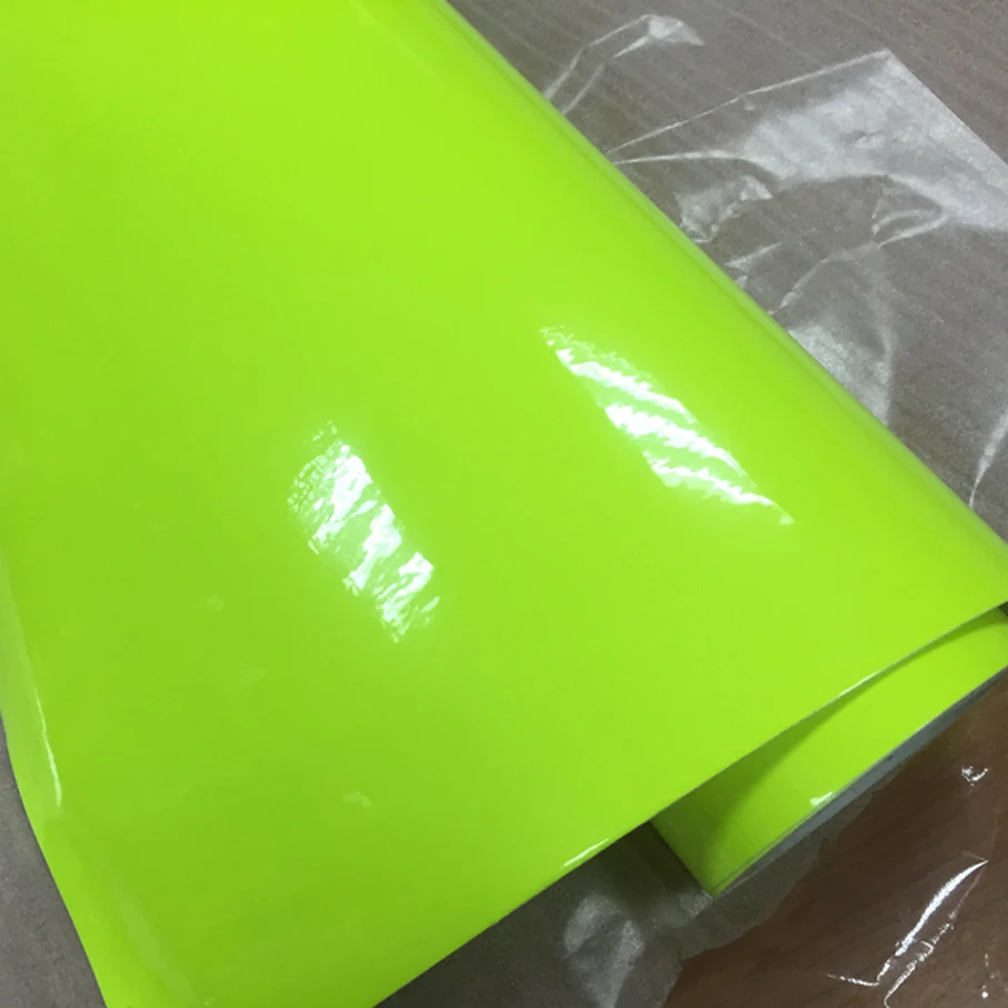 50CM*200CM/300CM Gloss Neon Yellow Vinyl Vehicle Car Wrap Film Sheet Roll with A - £58.64 GBP