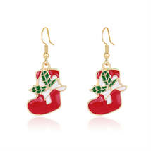 Red Enamel &amp; 18K Gold-Plated Stocking Drop Earrings - £10.38 GBP