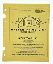 1974 Sioux Tools Inc. Master Price List Catalog No. 73-74 Sioux City Iowa - $10.55