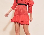 FOR LOVE &amp; LEMONS Womens One Shoulder Dress Chianti Ruffle Floral Red Si... - $91.20