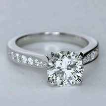 2.30Ct Round Cut Simulated Diamond Solitaire Engagement Ring 14K White Gold Over - £75.59 GBP