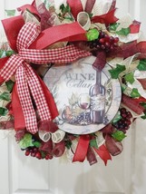 Handmade, Grape Wine Wreath, Deco Mesh, Kitchen Décor, Burgundy, Champai... - £51.43 GBP