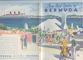 1936 Now That You&#39;re In Bermuda Booklet with Map &amp; Railroad &amp; Ferry Schedules  - £37.54 GBP