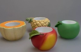 4 Partylite Tea Light Votive Candle Holders Fruit Shape Pineapple Apple - £10.33 GBP