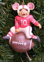 Kurt Adler "Hole In The Wall Gang" Touchdown Football Mouse Christmas Ornament - £12.69 GBP