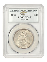 1855 50c PCGS MS65 ex: D.L. Hansen (Arrows) - $17,059.88
