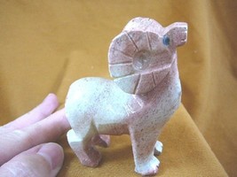 (Y-RAM-403) Pink Tan Bighorn Sheep Ram Carving Stone Gemstone Soapstone Figurine - £16.80 GBP