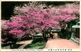 Vtg Postcard 1910s Nagasaki Hoataru-Chaya Cherry Blossoms - Unused Tinted - £32.65 GBP
