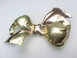 MONET Gold Vermeil over Sterling Silver Vintage BOW BROOCH Pin - £37.75 GBP