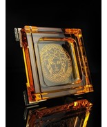 VERSACE  BY ROSENTHAL,GERMANY &quot;MEDUSA PRISMA AMBER &quot; CRYSTAL ASHTRAY NIB - $595.00