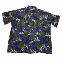 Vintage Hilo Hattie Hawaiian Shirt Men’s 3XL Blue Green Tropical Leaves USA - £22.93 GBP