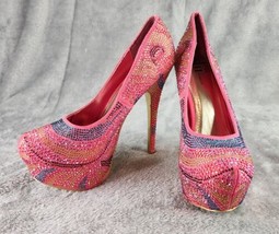SHI by Journeys Shoes Womens Size 8.5 Pink Embellished Glam High Heel St... - £39.46 GBP