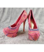 SHI by Journeys Shoes Womens Size 8.5 Pink Embellished Glam High Heel St... - £40.20 GBP