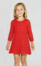 Cat &amp; Jack Toddler Girls’ Crochet Dress, Wowzer Red Size 3T NWT - $16.82
