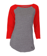 Soffe Womens Juniors Tri-Blend 3/4 Sleeve Baseball Tee,Size Large - $9.90