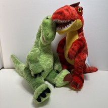 2 Build A Bear Spinosaurus Dinosaur T-Rex 17&quot; Plush Green Red Stuffed Animals - £23.49 GBP
