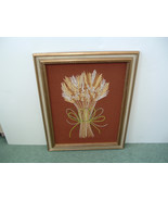Vintage crewel embroidery harvest wheat spray large finished framed picture - €38,95 EUR