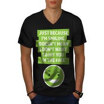 Smile Hit Offensive Funny Shirt Violent Fun Men V-Neck T-shirt - £10.41 GBP+