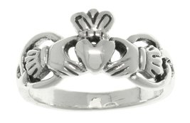 Jewelry Trends Sterling Silver Celtic Claddagh Ring with Heart and Crown... - £31.96 GBP