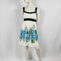 SL Fashions Dress Women&#39;s Sz 6 Cream Floral Chiffon Empire Waist Sleeveless - $16.00