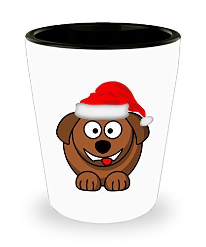 Santa Dog Shot Glass - Christmas Party - 1.5 Ounce Ceramic - $9.75