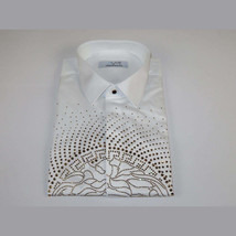 Mens CEREMONIA Shirt 100% Cotton Medusa Medallion Rhine Stones #STN 13 VRS white image 5