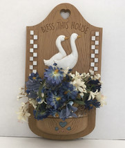 Vintage wall hanging country goose bless this house wall pocket country ... - $14.85