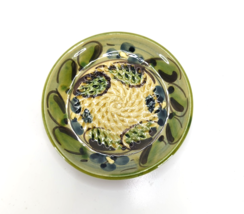 Garlic Cheese Grater Dish Green &amp; Blue Handmade Hand Painted Made in Spa... - $16.59