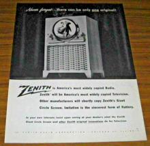 1949 Print Ad Zenith Giant Circle Screen TV Set Television Chicago,Illinois - $15.26