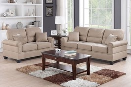 Madan Living Room 2-Piece Sofa Set Upholstered in Sand Polyfiber - $22,299.96 MXN