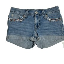 KNOX ROSE  Women Size 4/27 Mid Rise Midi Embellished Cuffed Denim Shorts  - £4.30 GBP