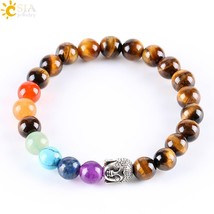 Al round stone tiger eye beads buddha bracelets 7 chakra healing mala meditation prayer thumb200