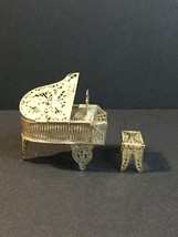 Miniature Metal Grand Piano and Bench Knick Knack - £9.21 GBP