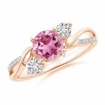 ANGARA Pink Tourmaline and Diamond Twisted Vine Ring for Women in 14K Solid Gold - £1,096.65 GBP
