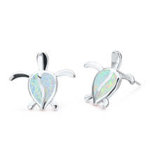 Opal &amp; Silver-Plated Turtle Stud Earrings - £11.98 GBP