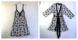 Marilyn Monroe Intimates Chemise &amp; Robe White &amp; Black Floral Medium Lingerie - £19.25 GBP