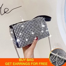 Oulder bags for women shine rhinestone leather messenger bag female phone purse handbag thumb200