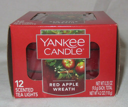 Yankee Candle 12 Scented Tea Light T/L Box Candles Red Apple Wreath - £16.63 GBP
